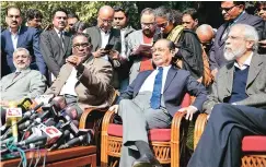  ?? PHOTO: REUTERS ?? (From left) Justices Kurian Joseph, Jasti Chelameswa­r, Ranjan Gogoi, and Madan Lokur address the media in New Delhi on Friday