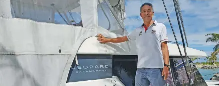  ?? Photo: Nicolette Chambers ?? Singaporea­n national, Wong Tetchoong, on his ‘Ximula 3’ yacht at the Vuda Marina in Lautoka on May 4, 2020.