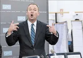  ?? JIM LO SCALZO/EPA ?? Budget director Mick Mulvaney said the spending plan places “taxpayers first.” It forecasts annual economic growth of 3 percent each year versus the 1.9 percent that the CBO sees.