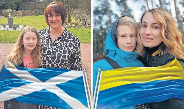  ?? ?? SCOTTISH HOSPITALIT­Y: Nicola Barton and her daughter Isla, left, prepare to welcome Ruslana Perekhodko and her son Taras to Dundee.