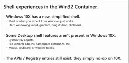  ??  ?? Some of the limitation­s of Win32 apps within Windows 10X.