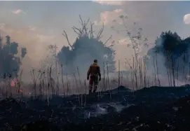  ?? AFP ?? Desde el fin de semana pasado, miles de soldados y bomberos se desplegaro­n para combatir las llamas en la región amazónica.