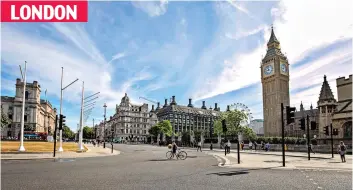  ?? ?? LONDON
All quiet... but for Big Ben: Westminste­r is unusually empty in morning rush hour