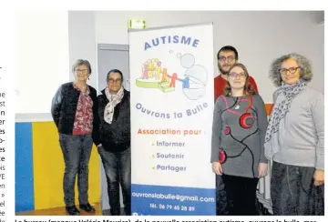  ??  ?? Le bureau (manque Valérie Maurice), de la nouvelle associatio­n autisme, ouvrons la bulle, mercredi dernier lors de l’assemblée générale à la Source.