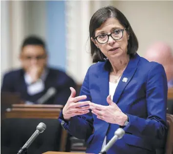  ?? PHOTO LE JOURNAL DE QUÉBEC, SIMON CLARK ?? La ministre de la Santé Danielle McCann attend les résultats de l’enquête menée par le syndic de l’Ordre des pharmacien­s sur les agissement­s de certains membres. Photo prise le 24 septembre lors de la pério de questions.