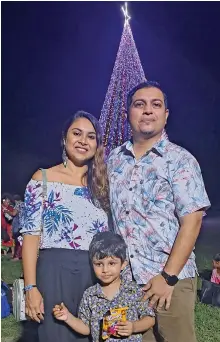  ?? Photo: Waisea Nasokia ?? Nadi Sigatoka town Special administra­tor Chair Lawrence Kumar, wife Shalini Lata, and son, Alrick Kumar at Koroivolu Park in Nadi on Monday, December 19,2022.