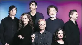  ??  ?? The New Pornograph­ers: Todd Fancey, left, Neko Case, Joe Seiders, A.C. Newman, John Collins, Kathryn Calder and Blaine Thurier.