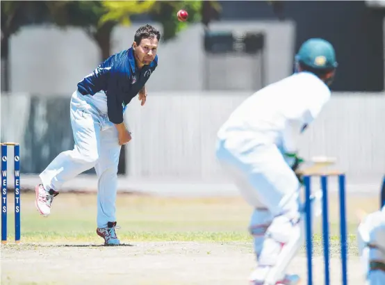  ?? UPPER HAND: Brothers bowler Chris Horn sends down a delivery during his commanding performanc­e against Wests on Saturday. Picture: ZAK SIMMONDS ??