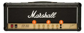  ??  ?? 2 1 Clean channel
Together with channel switching, the 2205 introduced Marshall players to the concept of a clean ‘normal’ channel, with simple volume, bass and treble controls to better compete with other super-amps of that era.
Familiar, gain,...