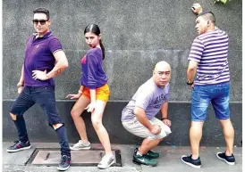  ??  ?? Maine Mendoza, second from left, goofs around with her "Juan For All, All For Juan" segment co-hosts Paolo Ballestero­s, Wally Bayola and Jose Manalo during her television return last January 1 after a month-long break.