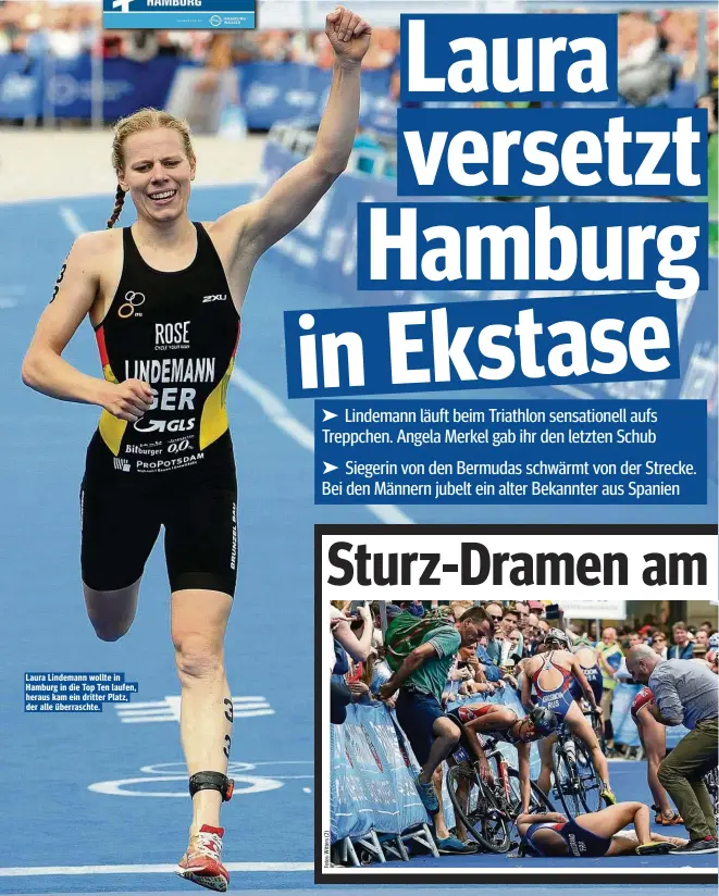  ??  ?? Laura Lindemann wollte in Hamburg in die Top Ten laufen, heraus kam ein dritter Platz, der alle überrascht­e.