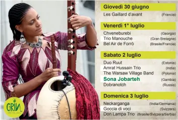  ?? ?? I musicisti, giorno per giorno. Su www.grinfestiv­al.ch il programma completo