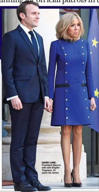  ??  ?? HARD LINE: President Macron with wife Brigitte Trogneux, 25 years his senior
