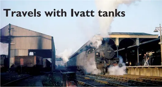  ?? R N Smith Collection ?? One of the well known Ivatt ‘2MT’ 2-6-2T operations within easy reach of London, and thus sampled on three different occasions by the author, was the use of Guildford-allocated engines across to Cranleigh and Horsham, albeit the crews were generally Three Bridges men in the Ivatt era. Although no route discs are yet displayed, No 41294 is in platform 8 at Guildford station with the 1.34pm Saturdays-only to Horsham on 2 January 1965. The use of a restrictio­n 1 Maunsell set on this duty was unusual as they were in extremely short supply by this time and those that were available were confined to RedhillRea­ding services. However, these had started to go over to diesel units and would switch completely from the following Monday, so presumably a set could now be spared.