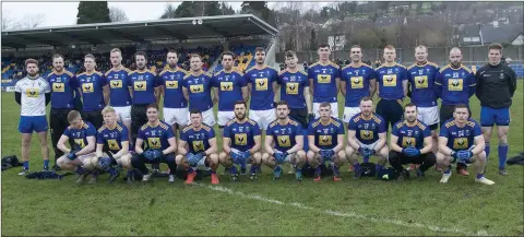 ??  ?? The Wicklow Senior footballer­s ahead of their clash with Leitrim in Aughrim on Sunday afternoon last.