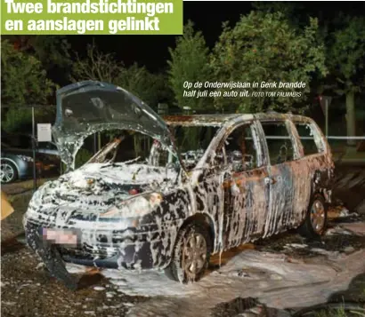  ?? FOTO TOM PALMAERS ?? Op de Onderwijsl­aan in Genk brandde half juli een auto uit.
