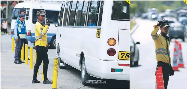  ?? FOTOS: MARVIN SALGADO ?? (1) Los policías de la DNVT reciben apoyo de la los agentes de orden vial de la comuna. (2) En algunos sectores solo hay presencia de agentes de orden vial.