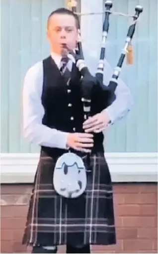  ??  ?? In tune Griffin Jackson from Craigneuk took part in the #pipeupforc­arers salute