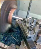  ??  ?? Machining a crankshaft web.