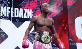  ?? Photograph: Julian Finney/Getty ?? KSI spits out a mouthful of Prime after a boxing bout at the Ovo Arena Wembley, London. He has pleaded with his fans not to pay £45 for the drink.
Images