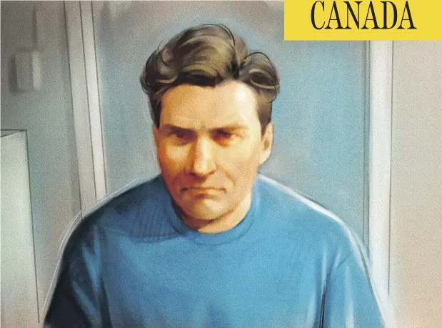  ?? GREG BANNING/THE CANADIAN PRESS ?? A minor weapon charge against killer and serial rapist Paul Bernardo, shown in this sketch during court proceeding­s, was withdrawn on Friday just weeks before an expected parole hearing that could see the dangerous offender released after more than 25 years behind bars.