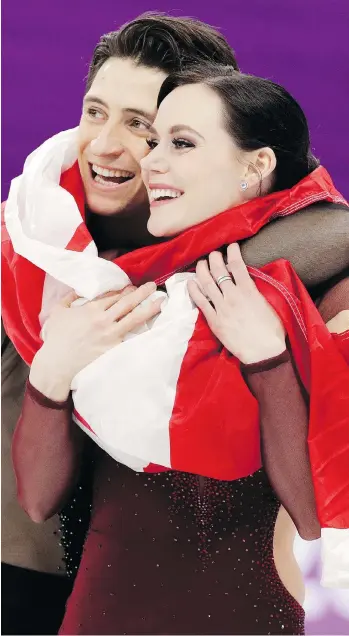  ?? DAVID J. PHILLIP/THE ASSOCIATED PRESS ?? Tessa Virtue and Scott Moir partnered with the funding agency B2ten in the years leading up to the 2018 Olympics in Pyeongchan­g, where the ice dancers won double gold for Canada.