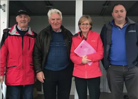  ??  ?? Louth MEP and Vice-President of the European Parliament, Mairead McGuinness, is pictured attending the recent Goldcrop event in Dunleer, with Tom Duff, Gerry King and Gerard King from Dunleer.