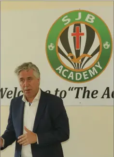  ??  ?? John Delaney, CEO of the FAI, addresses the crowd.