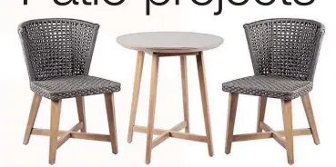  ?? COURTESY OF KIRKPATRIC­K ASSOCIATES ?? A bistro set comes with a concrete-top table.