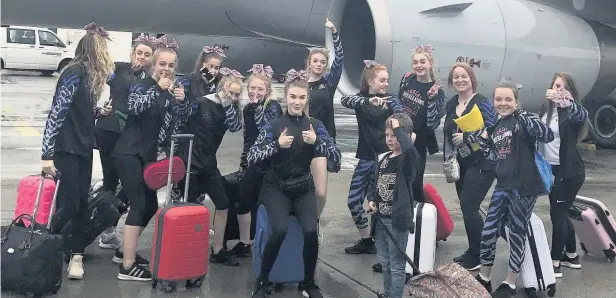  ??  ?? ●● Cheerleadi­ng squad Titanium Allstars set off for the European Championsh­ips in Croatia