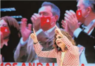  ?? // EFE ?? La ministra de Hacienda, Montero, durante su intervenci­ón ayer