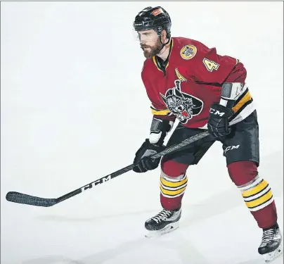  ?? ROSS DETTMAN/CHICAGO WOLVES ?? Morgan Ellis in action with the Chicago Wolves during the 2016-17 American Hockey League season. The East Bideford native will play in Sweden next season.