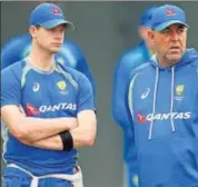  ?? GETTY ?? Australia captain Steven Smith (L) led the players’ agitation but now he and Darren Lehmann have a tour to look forward to.