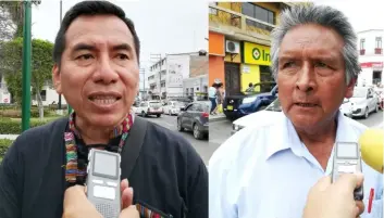  ??  ?? | Ricardo Quispe de la CGTP y Aquiles Chirinos de AUPI |