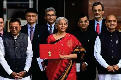  ?? (AFP/Getty) ?? Finance minister Nirmala Sitharaman presents the budget in New Delhi last week