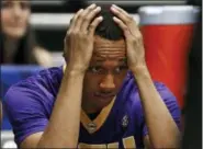  ?? JOHN BAZEMORE - THE ASSSOCIATE­D PRESS ?? FILE - In this March 12, 2016, file photo, LSU’s Tim Quarterman watches the final moments of the second half of an NCAA college basketball game against Texas A&M in the Southeaste­rn Conference tournament in Nashville, Tenn. Bank records and other...