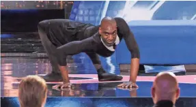  ?? PHOTOS BY TRAE PATTON/NBC ?? Twisty Troy James impressed and scared the “America’s Got Talent” judges with his seemingly impossible reality-bending contortion­s.