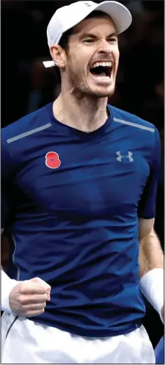  ??  ?? Victory: Andy Murray wins the Paris Masters yesterday