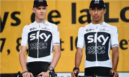  ?? Photograph: JustinSett­erfield/Getty Images ?? Egan Bernal lines up alongside Chris Froome before the 2018 Tour de France.