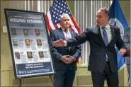  ?? JIM MUSTIAN - THE ASSOCIATED PRESS ?? Matthew Albence, right, the acting director of U.S. Immigratio­n and Customs Enforcemen­t, speaks during a news conference, Friday, Jan. 17, in New York.