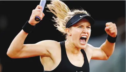  ?? Picture: Getty images ?? VICTORY IS SWEET. Canada’s Eugenie Bouchard is pumped up after beating Maria Sharapova of Russia in the second round of the Madrid Open on Monday night.