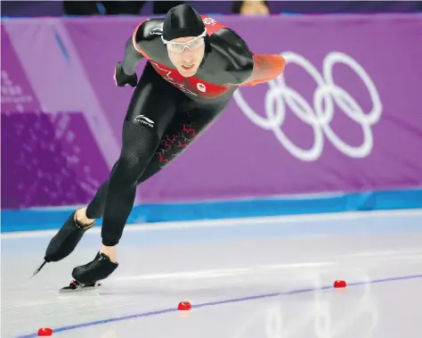  ?? LEAH HENNEL ?? Canada’s Ted-Jan Bloemen skates to a silver in the men’s 5,000 metres at the Olympic Games in Gangneung, South Korea on Sunday.