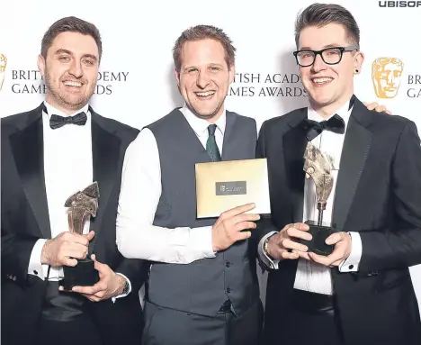  ??  ?? A GROUP of Abertay University stu- dents landed a prize at the Bafta Games Awards in London.
Bluedoor Games, made up of seven students, won Bafta’s Ones To Watch Award for their game Among The Stones, which they have been developing for the last...