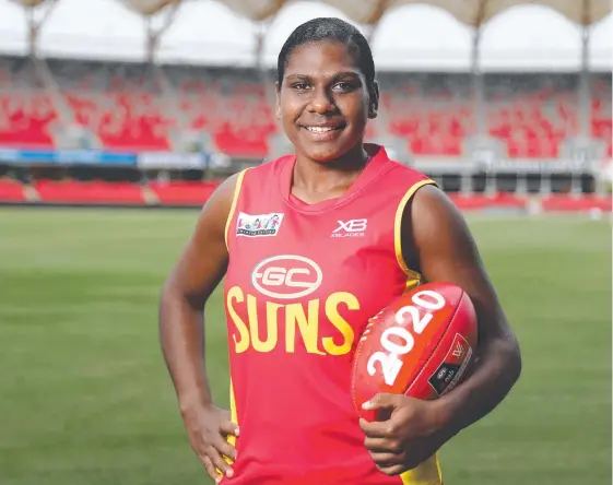  ?? Picture: GETTY IMAGES ?? Kitara Whap-Farrar promises to be a star with her speed for the Suns AFLW side.