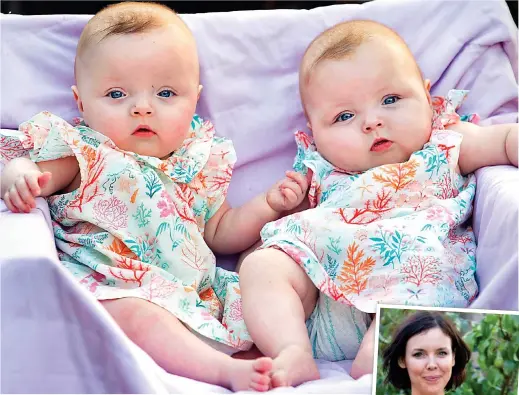  ??  ?? Close bond: Dakota and Scarlett McKewan are flourishin­g at nine months