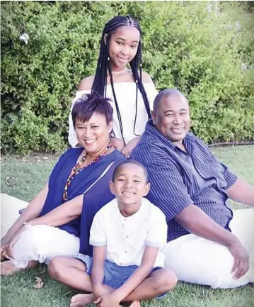  ??  ?? WHAT A TRAGEDY. . . Former basketball referee and administra­tor, Terry Kagande (right) and his family, died in South Africa yesterday in a suspected gas explosion