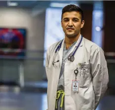  ?? MATT SMITH ?? Nasim Zamir, a resident in internal medicine who used his medical training to help stabilize an airline passenger, is pictured at the University of Saskatchew­an on Monday.