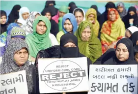  ??  ?? Indian Muslim women at a rally to oppose the proposed Uniform Civil Code, in this file photo. (AFP)