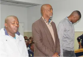  ?? Photo: Nwabisa Pondoyi ?? The three Victor Molosi murder accused (from left): Mawande Makhala, Velile Waxa and Vela Patrick Dumile.