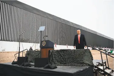  ?? Mandel Ngan / AFP via Getty Images ?? President Trump tours a section of the border wall in Alamo, Texas in the final days of his presidency.